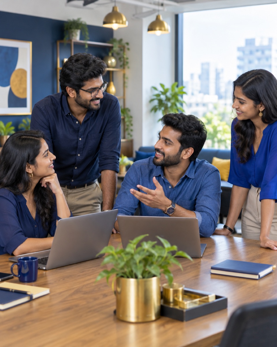 A marketing team in discussion